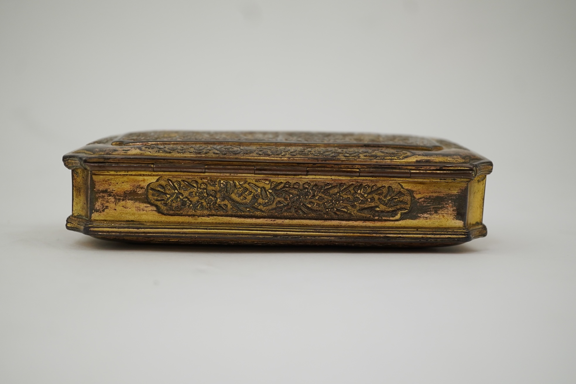 A Japanese Sawasa ware gilt copper tobacco box, first half 18th century